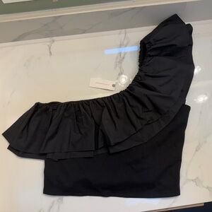 Anthropologie Black One Shoulder Top
